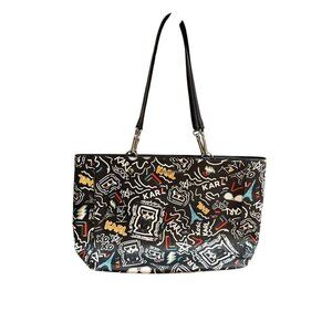 Karl Langerfeld Paris Amour Adele Black All Over Nylon Tote Bag $148 EUC